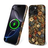 Flivro Magnetic Case for iPhone 14 iPhone 13,Compatible with Magsafe,PC Hard Shell Silicone Inner Bumper,Anti-Scratch Full-Body Cover Shockproof Slim Case for - Wildflower Floral Dark - Retail: $20