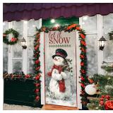KRHFG Snowman Door Cover Decorations, Winter Xmas Snowman Door Curtains Banners Photography Background Backdrop for Doorways Indoor Outdoor Winter Holiday Decoration, 35 * 79 Inch - Retail: $7