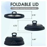 Microwave Splatter Cover Glass 11.8 Inch Microwave Cover for Food with Handle Collapsible Silicone Microwave Cover with Steam Vent for Pot Plate Bowl (Grey)