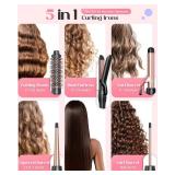 Lopeie 5 in 1 Curling Iron with Thermal Brush and 4 Interchangeable Ceramic Barrels(1/2 to 1 1/2 inch), Curling Wand Set with Flat Iron, Fast Heating, Dual Voltage Hair Curler, Gifts for Women - Retai