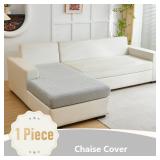 Yoovat Couch Cushion Covers for Sofa Couch Covers Wear-Resistant Universal Sofa Cover Washable Stretch for Sectional Slipcovers (Texture-Light Gray,Chaise Cover) - Retail: $31