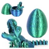 Broken Tail 3D Printed Dragon Kids Dinosaur Toys 3D Printed Fidget Toys, Articulated Dragon Egg, 3D Dragon, Home Office Decor Executive Desk Toy 3D Printed Dragon Eggs with Dragon Inside (Blue - Green