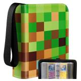 Lotadilo for 1 Pocket Card Binder Mini Size for 80 Cards - Small Trading Card Collection Album Folder Lightweight Portable Green Checkered Design for Men Boys Teens Kids for Sports Cards Game Cards - 