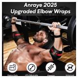 Anraye Elbow Wraps for Weightlifting - 47\" Adjustable Compression Straps & Brace for Joint Support (1 Pair), Elbow Wraps Weight Lifting Men Women for Bench Press Powerlifting and Fitness Training - R