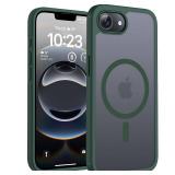 TOCOL Magnetic for iPhone 16e Case, Upgraded Full Camera Protection, Compatible with Magsafe, Drop Protection, Translucent Matte Back Bumper for iPhone 16e 6.1-Inch (Alpine Green) - Retail: $13