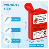 Baderke 3 Pcs Pocket Travel Sharps Disposal Container, 80ml Needle Disposal Containers Home Small Sharps Portable Biohazard Syringe Box for Home Travel Diabetic Supplies(Red) - Retail: $9