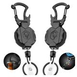 ONLY ONE Pack Retractable Keychain Heavy Duty Carabiner Badge Holder with Magnetic Closure, Tactical ID Badge Reel for Men with 32â Steel Retractable Cord, Bearing 17 OZ - Retail: $7