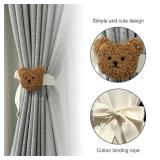 YGNNIU 2 Pack Cartoon Bears Curtain Tiebacks, Cute Cartoon Animal Curtain Holdbacks for Safari Nursery & Jungle Theme Rooms, Embroidered Decor for Baby