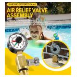 DearChan 98209800 High Flow Manual Relief Valve/Air Relief Manual Valve Assembly with Pressure Gauge, Replacement for Pool and Spa Filter (RV40600 (98209800 Brass)) - Retail: $22