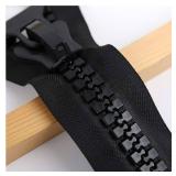 Super Large Big Plastic Zipper Size 20# Heavy Duty Zippers 10 in Long with Big Slider and Puller for DIY Sewing (Black -2pcs) - Retail: $10