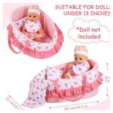 GAGAKU Baby Doll Bassinet Carrier, 12 Inch Baby Doll Accessories Set, Baby Doll Carrier Accessories for 12 Inch Baby Dolls, Including Magic Baby Bottle, Bib, Pacifier, Diaper - Retail: $22