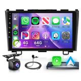 4G+64G Car Radio Stereo for Honda CRV 2007-2011 with Wireless CarPlay/Android Auto, 9 Inch 1280 * 720P IPS Touch Screen Android 13 GPS WiFi Bluetooth 32-Band DSP HD Backup Camera - Retail: $110