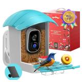 Bird Feeder with Camera Solar Powered: Smart Bird Feeders for Outdoors Garden with AI Identify Auto Capture 2K HD Bird House with Camera Outside WiFi Live View Birdfeeder Cam Gift for Birds Lover - Re