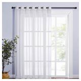 NICETOWN Sheer Curtain for Sliding Glass Door 100\" Wide, Grommet Voile Sheer Solid Curtain Panels with Light Filtering Window Treatment for French Door, Ivory, 84\" Long, 1 Piece - Retail: $15