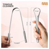 MasterMedi Tongue Scraper with Multicolor Cases (2 Pack), 100% Stainless Steel, Reduce Bad Breath, Easy to Use Tongue Scraper for Adults, Tongue Cleaner for Oral Care & Hygiene - Retail: $10