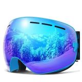 COPOZZ Ski Goggles, G1 OTG Snowboard Snow Goggles for Men Women Youth, Interchangeable Double Layer Anti Fog UV Protection Lens, Polarized Goggles Available (G1-Polarized Blue Lens (VLT 24.5%)) - Reta