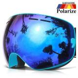 COPOZZ Ski Goggles, G1 OTG Snowboard Snow Goggles for Men Women Youth, Interchangeable Double Layer Anti Fog UV Protection Lens, Polarized Goggles Available (G1-Polarized Blue Lens (VLT 24.5%)) - Reta