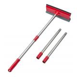 DSV Standard Window Squeegee, 2-in-1 Window Cleaner with 55\" Extension Poles, Window Washing Kit, Glass Door Cleaner, Multi-Use Car Windshield Cleaning Tool with Long Handle for High Outdoor Windows 