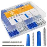 VGBUY 180PCS Conical Concrete Anchors and Screws Assortment Kit, 90PCS Concrete Wall Anchors, 90PCS Self Tapping Screws for Masonry Stucco Brick Cement Cinder Block Tile, with 2PCS Drill Bit - Retail: