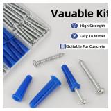VGBUY 180PCS Conical Concrete Anchors and Screws Assortment Kit, 90PCS Concrete Wall Anchors, 90PCS Self Tapping Screws for Masonry Stucco Brick Cement Cinder Block Tile, with 2PCS Drill Bit - Retail:
