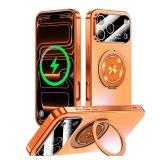 Togotomars for iPhone 17 Pro Max Case with Spin Magnetic Stand [Integrated Camera Cover] [Fit for MagSafe] Slim Shockproof Protection Phone case with Kickstand 6.9