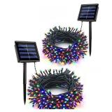 Flacchi 2 Pack Solar String Lights Each 72ft 200 LED 8 Modes Outdoor String Lights Waterproof Solar Fairy Lights for Garden, Patio, Fence, Balcony, Outdoors,Holiday Decoration - Retail: $22