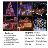Flacchi 2 Pack Solar String Lights Each 72ft 200 LED 8 Modes Outdoor String Lights Waterproof Solar Fairy Lights for Garden, Patio, Fence, Balcony, Outdoors,Holiday Decoration - Retail: $22