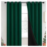 Yakamok 100% Blackout Curtains for Bedroom 84 Inch Length, Emerald Green Total Light Blocking Drapes with Black Backing, Thermal Insulated Solid Grommet Panels for Living Room, 52Wx84L, 2 Panels - Ret