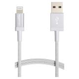 Amazon Basics USB-A to Lightning Charger Cable, Nylon Braided Cord, MFi Certified Charger for Apple iPhone 14 13 12 11 X Xs Pro, Pro Max, Plus, iPad, 6 Foot, Silver - Retail: $9