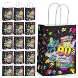 Marspark 16 Pieces 90s Party Favor Bags Bulk Back to the 90s Party Candy Gift Treat Goodie Bags for Retro 1990s Theme Disco Dance Birthday Supplies - Retail: $10
