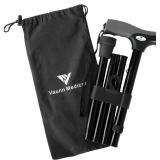 FSA/HSA Eligible, Vaunn Medical Easy Grip Height Adjustable Folding Cane/Walking Stick with Strap/Pouch- Compact, Portable, and Safe Walking Assistant- Non-Slip Grip Handle- Men, Women, Elderly - Reta