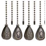 ONLY LIGHT PULLS MISSING FAN 2 Pack Bronzed Ceiling Fan Pull Chain Extension, 12 Inches Classic Drop Shaped Pendant Pull Chains for Ceiling Fans and Lights, Decorative Fan Pulls Extenders with Connect