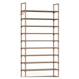 Kitsure Shoe Rack for Closet - 10-Tier Shoe Organizer with Hook Rack, Large-Capacity & Space-Saving Shoe Shelf for Entryway, Bedroom, Living Room,32.2\" x 11.8\" x 68.5\", Brown - Retail: $20