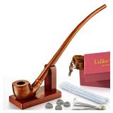 Smoking Pipe with All Accessories Kit - Includes Handmade Churchwarden Rosewood Smoking Pipe Model #0420, Pipe Tool, Pipe Cleaners, moisturizer Balls, Wooden Pipe Stands - Retail: $40