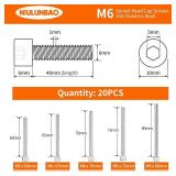 NIULUNBAO M6 x 60mm 65mm 70mm 75mm 80mm Hex Socket Head Cap Screws Bolts 304 Stainless Steel Metric Machine Allen Hex Drive, Fully Threaded, Assortment Kit 20PCS - Retail: $12