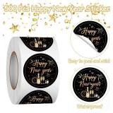 Louise Maelys 1.5Inch Happy New Year Stickers - Christmas New Year Labels for Christmas and New Year Celebrations for Gifts, Envelopes, Candy Bags, and Parties(500pcs)