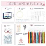 spicssa Embroidery Stitch Book Kit, All in One Sewing Embroidery Kits, Starter Practice Patterns, Complete Tool kit and VideoTutorials, Gifts for Girlfriends, Mothers, and Craft Lovers