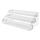 AISIDERK 12\" Acrylic Riser, Shelves - 3-Tier Clear Perfume Organizer,Sturdy and Stable Acrylic Organizer for Display Decorative,Skincare Organizers for Countertop, Tabletop, Collectibles, Nail Polish