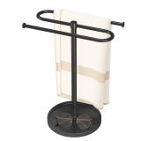Towel Holder Stand, Stainless Steel Hand Towel Holder Rack for Bathroom Countertop, S-Shape Free Standing Towel Bar Holds 2 Towels for Kitchen Countertop, Black - Retail: $18