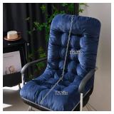 GKWW Non-Slip Desk Chair Cushion Rocking Office Chair Pad with Ties Soft Seat Cushion with High Back Support for Dorm Floor Car Office Patio (Navy Blue) - Retail: $19
