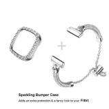 Bling Band And Case Compatible with Fitbit Versa 4/ Fitbit Sense 2 for Women, Metal Stainless Steel Wristband Replacement for Fibit Sense 2/Versa 4 (Silver) - Retail: $19
