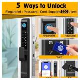 Sliding Glass Door Lock, Eseesmart Sliding Door Smart Lock with Fingerprint Code Keypad RFID Card Bluetooth App Key, Electronic Digital Biometric Keyless Entry Patio Door Lock with Handle - Retail: $1
