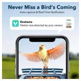 PeckCamÂ® Bird Feeder with Camera Solar Powered, AI Identify & Auto Capture, 2K HD Live Video Smart Bird Feeder Camera Instant Notifications in Backyard, Gift for Bird Lovers - Retail: $88