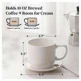 DOWAN 12oz Coffee Mugs, Cappuccino Cup and Saucer Set of 4, White Ceramic Coffee Cups for Latte/Tea/Milk, Tea Cups for Use in Office, Home and Cafes, Microwave Safe - Retail: $36