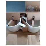 DOWAN 12oz Coffee Mugs, Cappuccino Cup and Saucer Set of 4, White Ceramic Coffee Cups for Latte/Tea/Milk, Tea Cups for Use in Office, Home and Cafes, Microwave Safe - Retail: $36