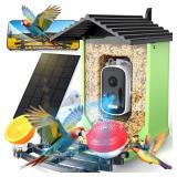 OPOWO Bird Feeder with Camera, 2K HD AI Identify Smart Bird House Camera with Solar Powered, Live View, Instant Arrival Alerts, Auto Capture Video for Outside, Supports 2.4GHz Wi-Fi Only, Bright Green