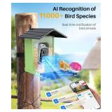 OPOWO Bird Feeder with Camera, 2K HD AI Identify Smart Bird House Camera with Solar Powered, Live View, Instant Arrival Alerts, Auto Capture Video for Outside, Supports 2.4GHz Wi-Fi Only, Bright Green