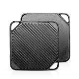 Pre Ownes 1-Piece 10.6 inch Cast Iron Griddle Plate | Reversible Square Cast Iron Grill Pan for Single burner| Double Sided Used on Open Fire & in Oven | Pre-Seasoned |Versatile Baking Griddle - Retai