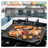 Pre Ownes 1-Piece 10.6 inch Cast Iron Griddle Plate | Reversible Square Cast Iron Grill Pan for Single burner| Double Sided Used on Open Fire & in Oven | Pre-Seasoned |Versatile Baking Griddle - Retai