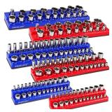 Magnetic Socket Organizer Set, 6PCS Socket Holder, 1/4\", 3/8\", 1/2\" Sockets Holds 143 Pieces Magnetic Sockets Trays (Blue&red, 6 Pcs) - Retail: $38